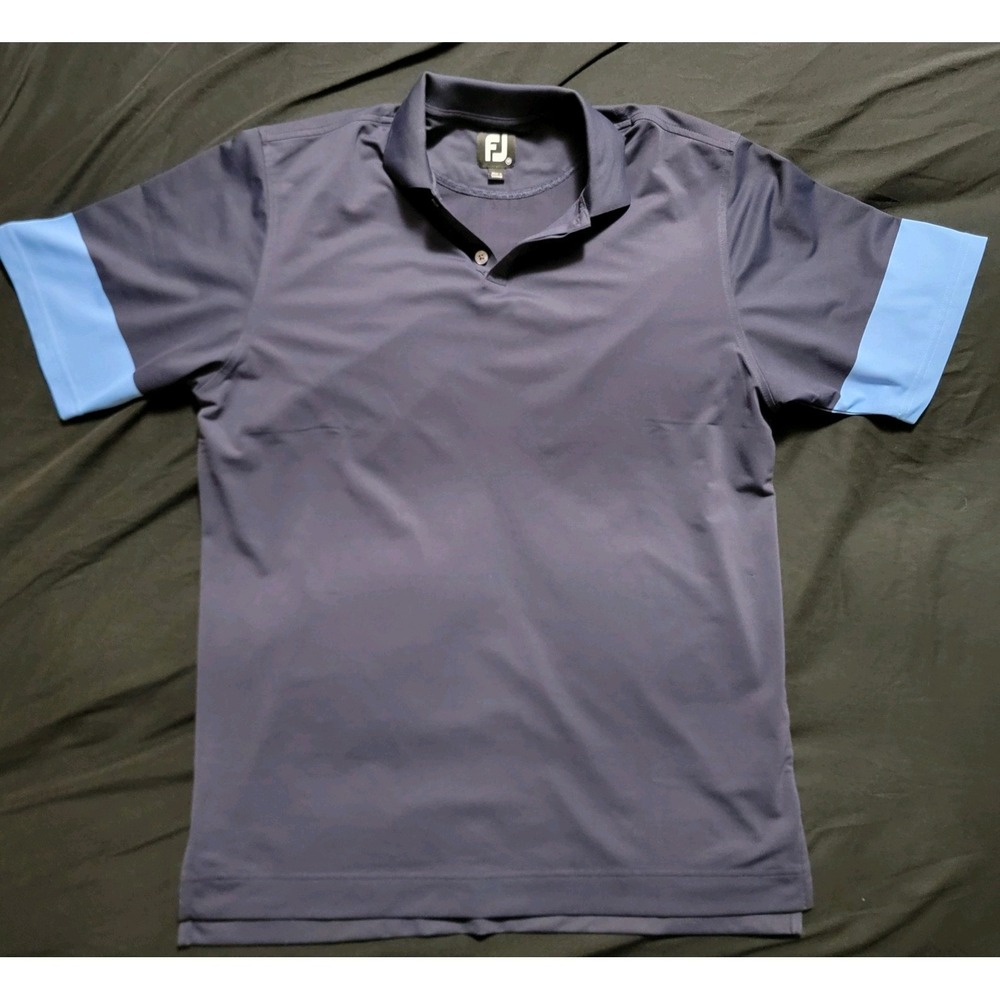FJ FootJoy Shirt Mens M Blue Colorblock Sleeves Performance Golf Stretch FJ